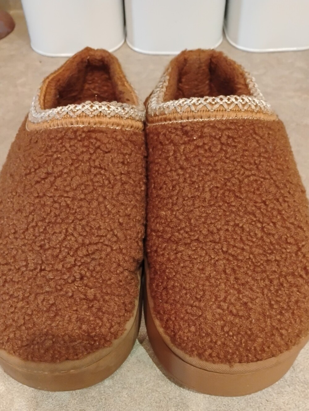 Women's Size 9 Platform Brown Textured Sherpa Slipper Shoes - Picture 3 of 3